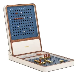 White Leather Box With Brass Finish Battleship Game Set