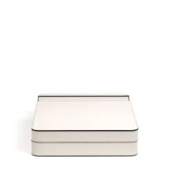 White Leather Box With Brass Finish Battleship Game Set