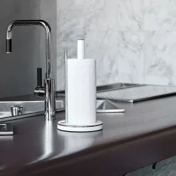White Leather Kitchen Roll Holder