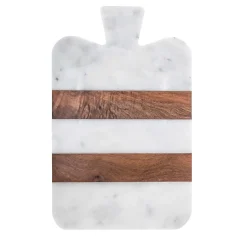 White Marble and Wood Thick Cutting Board