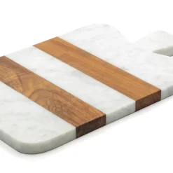 White Marble and Wood Thick Cutting Board