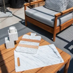 White Marble and Wood Thick Cutting Board