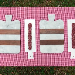 White Marble and Wood Thick Cutting Board