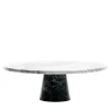 White Marble Cake Stand with Black Base