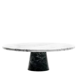 White Marble Cake Stand with Black Base