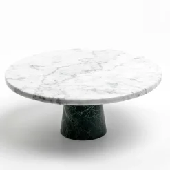 White Marble Cake Stand with Black Base