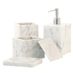 White Marble 4-Piece Bathroom Set