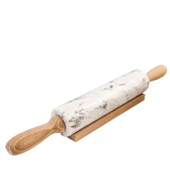 White Marble Rolling Pin with Wooden Handle