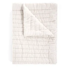White New Wavy Linen Blanket