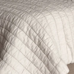 White New Wavy Linen Blanket