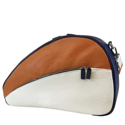 White, Orange & Blue Leather Paddle & Pickleball Bag