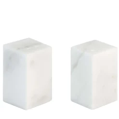 White Satin Marble Rectangular Salt and Pepper