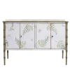 White-Green Lombardia Bamboo Cabinet with Ferns and Butterflies