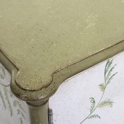 White-Green Lombardia Bamboo Cabinet with Ferns and Butterflies