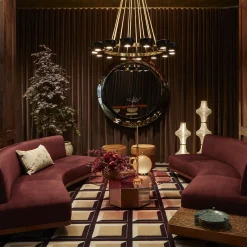 Wild Back Curved Red Wine Sofa by Lorenza Bozzoli