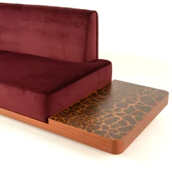 Wild Side Curved Red Wine Sofa with Table by Lorenza Bozzoli
