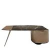 Wilshire Brown Glossy Wood With Black Marble Top Writing Desk