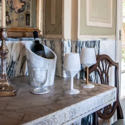 Wine Glass in white Carrara marble and brass