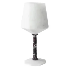 Wine Glass in white Carrara and red Levanto marble