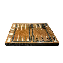 Wood with Semi-Precious Stones details Geometric Backgammon