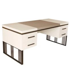 Wooden And Metal Frame Eva Desk With Drawers