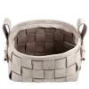 Woven Leather Basket Gray