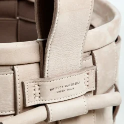 Woven Leather Basket Gray