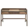 Writing solid walnut wood Desk with glass Top