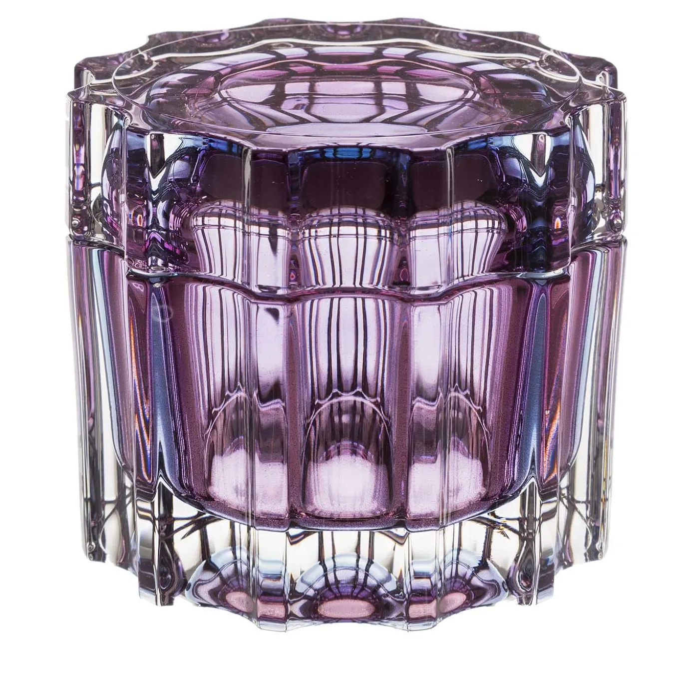Xmas Set of 2 Purple Glass Boxes with Lid