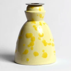 Yellow Ceramic Candlestick with 4 Scented Candles