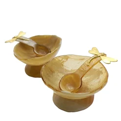 Yellow Glass Salt Cellars - Set of 2