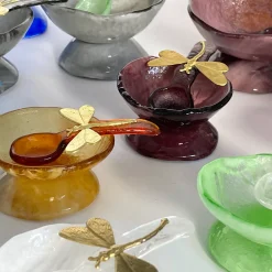 Yellow Glass Salt Cellars - Set of 2