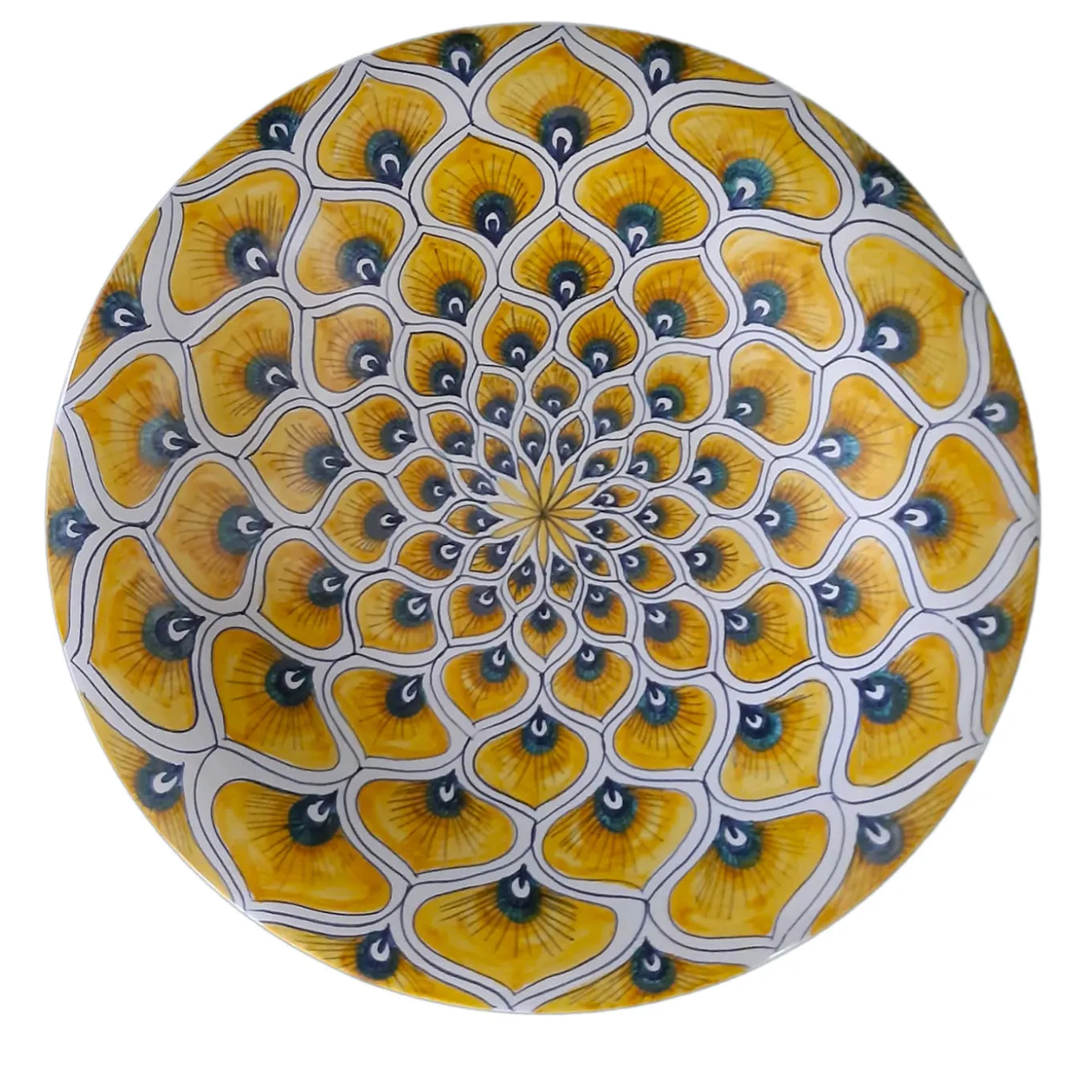 Yellow Peacock Feather ⌀ 30 cm Decorative Plate