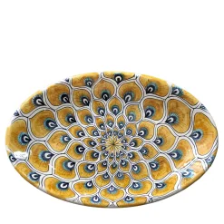 Yellow Peacock Feather Oval Plate