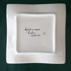 Yellow Peacock Feather Square Serving Plate