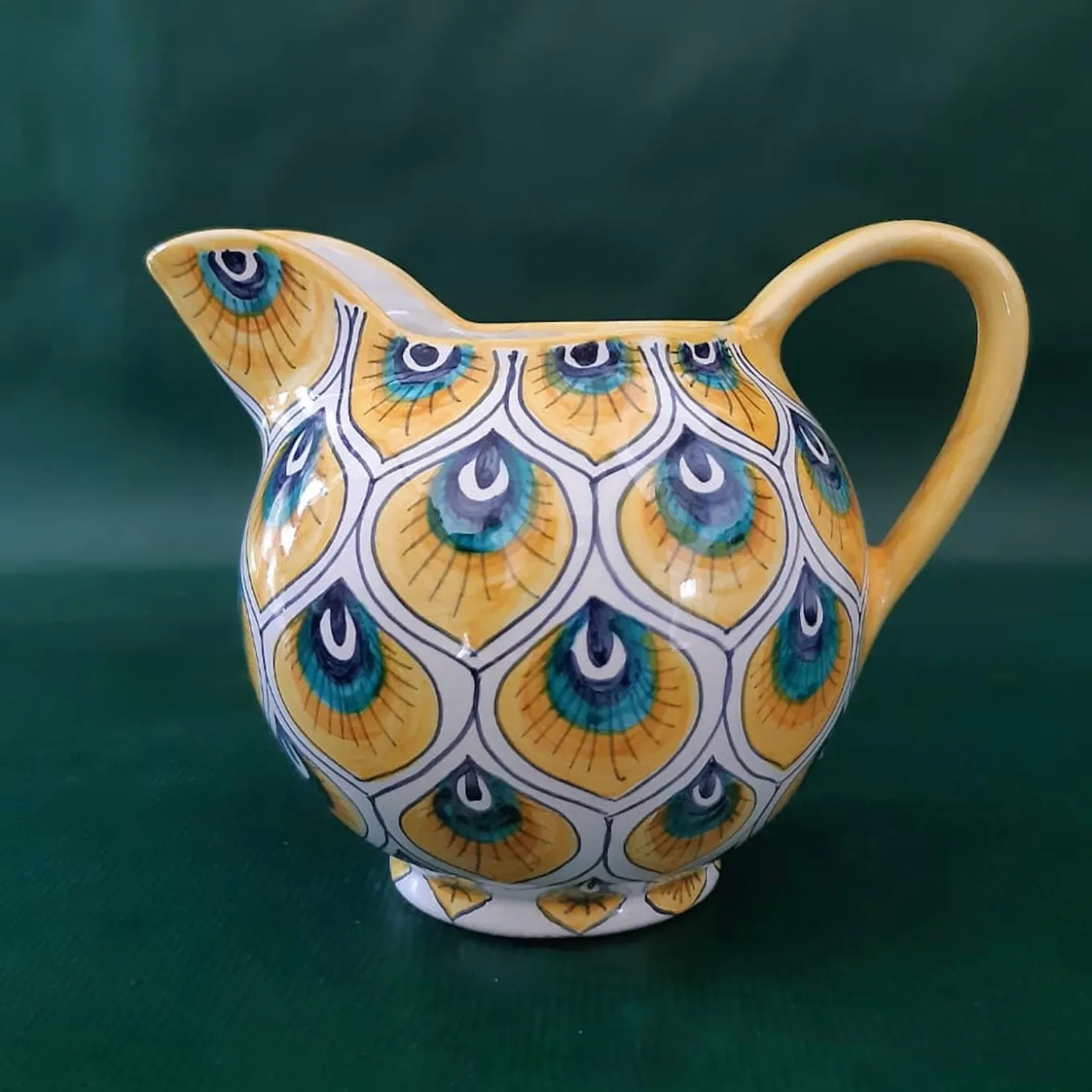 Yellow Peacock Feather Wine Carafe