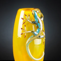 Yellow Vase with 2 Geckos