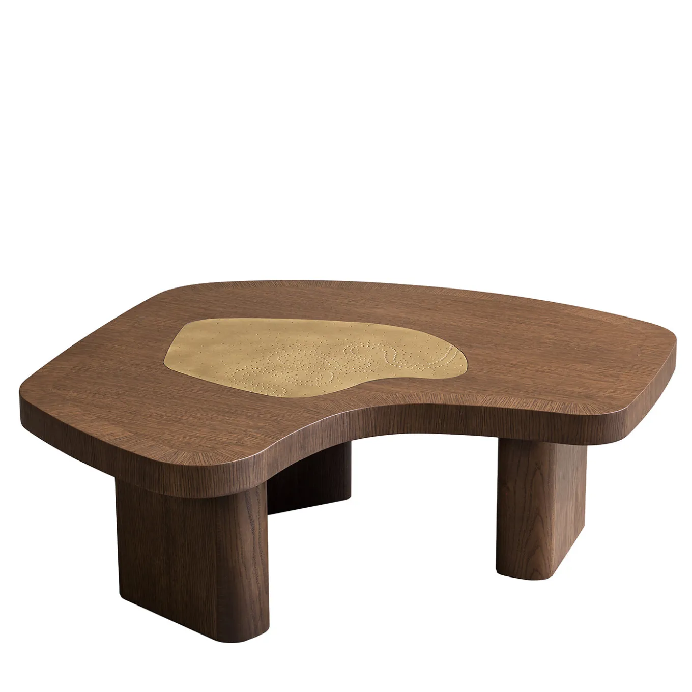 Yin Fluid-Shaped Brass Inlay Coffee Table