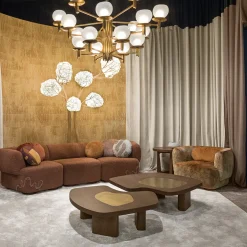 Yin Fluid-Shaped Brass Inlay Coffee Table