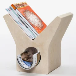 Yo Lecce Limestone Magazine Rack by Marco Guazzini