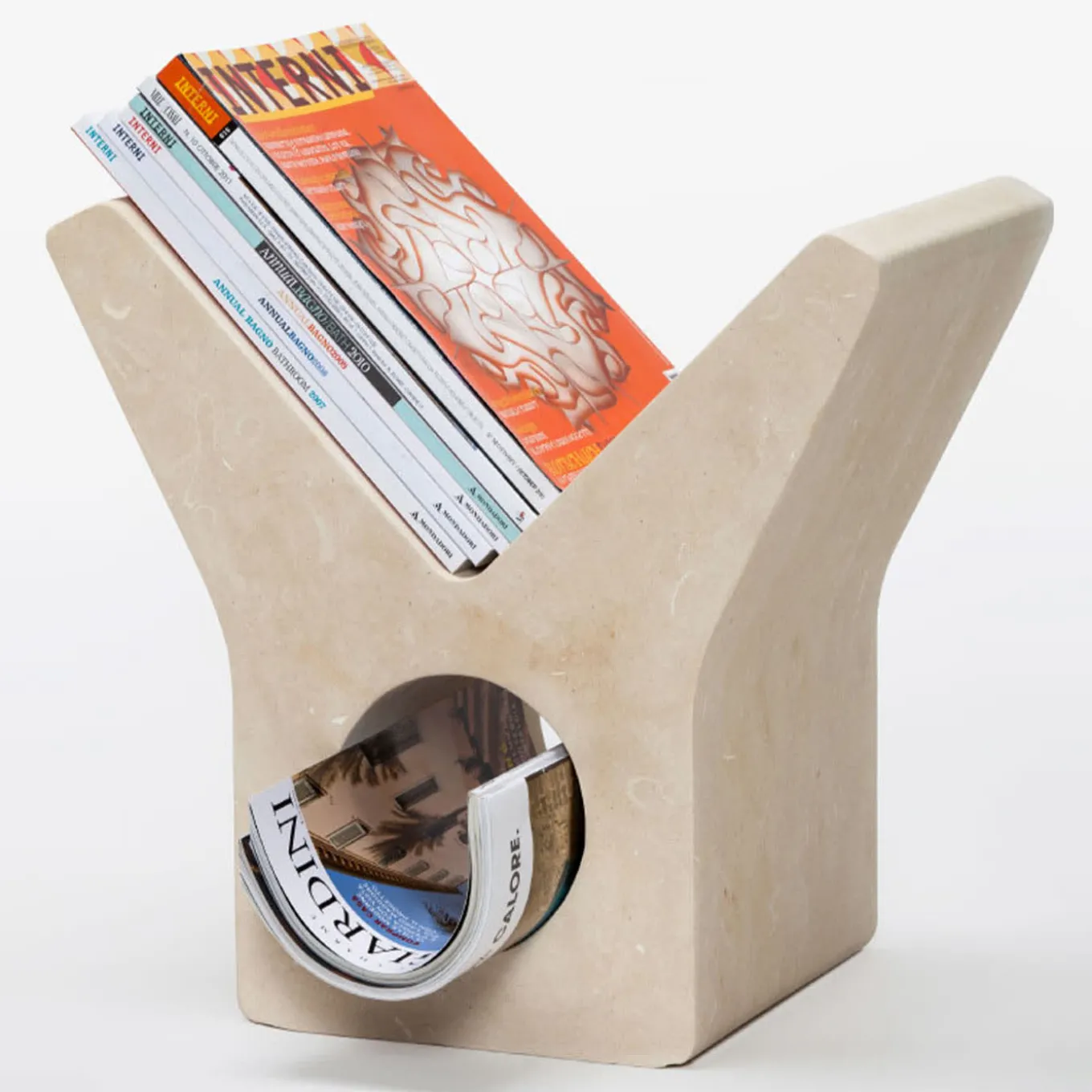 Yo Lecce Limestone Magazine Rack by Marco Guazzini