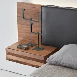 York Soft Black Leather & Canaletto Walnut Double Bed