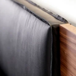 York Soft Black Leather & Canaletto Walnut Double Bed