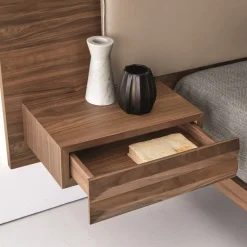 York Soft Stone Leather & Canaletto Walnut Double Bed