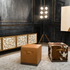 Zazà cubic Cavallino leather pouf