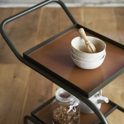 Zenzero Dark-Green Wheeled Bar Cart by Sameer Alameen