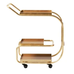 Zenzero Gold Leaf Wheeled Bar Cart by Sameer Alameen