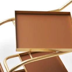 Zenzero Gold Leaf Wheeled Bar Cart by Sameer Alameen