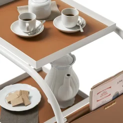 Zenzero White Wheeled Bar Cart by Sameer Alameen