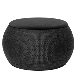 ZERO Round Medium Black Ottoman